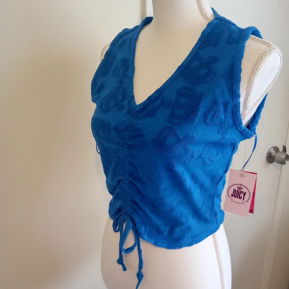 Juicy Couture Sleeves Crop Top Royal Blue Médium - Picture 2 of 6